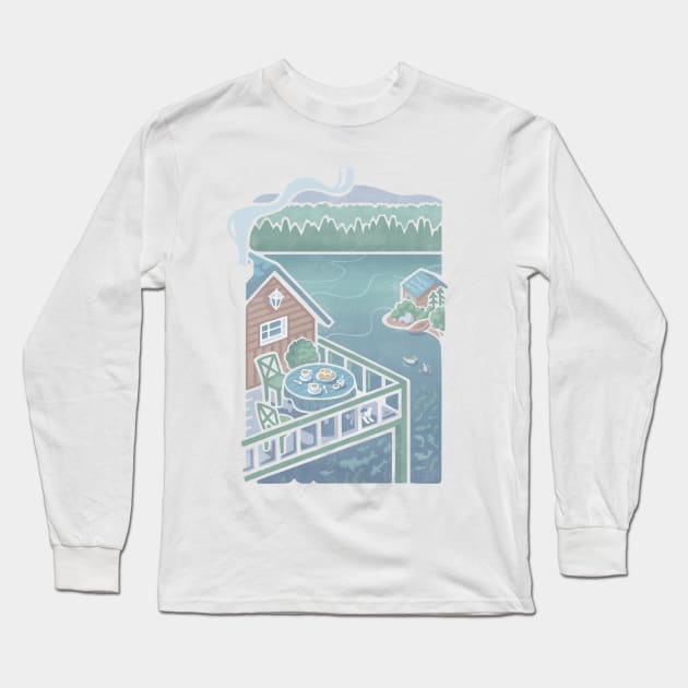 Breakfast on a Lake Long Sleeve T-Shirt by VictoriaSochivko